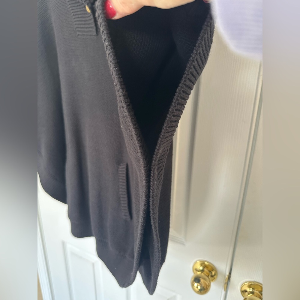 Ralph Lauren Black Sweater Knit Poncho Sweater Size Large - Picture 7 of 9